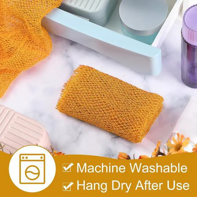 Alt view image 5 of 7 - Geiserailie African Net Sponge Long Shower Body Scrubber, Yellow