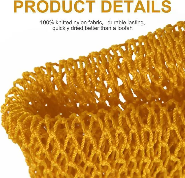 Alt view image 2 of 7 - Geiserailie African Net Sponge Long Shower Body Scrubber, Yellow