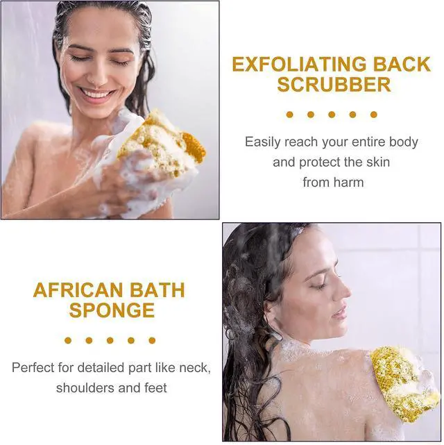Alt view image 6 of 7 - Geiserailie African Net Sponge Long Shower Body Scrubber, Yellow