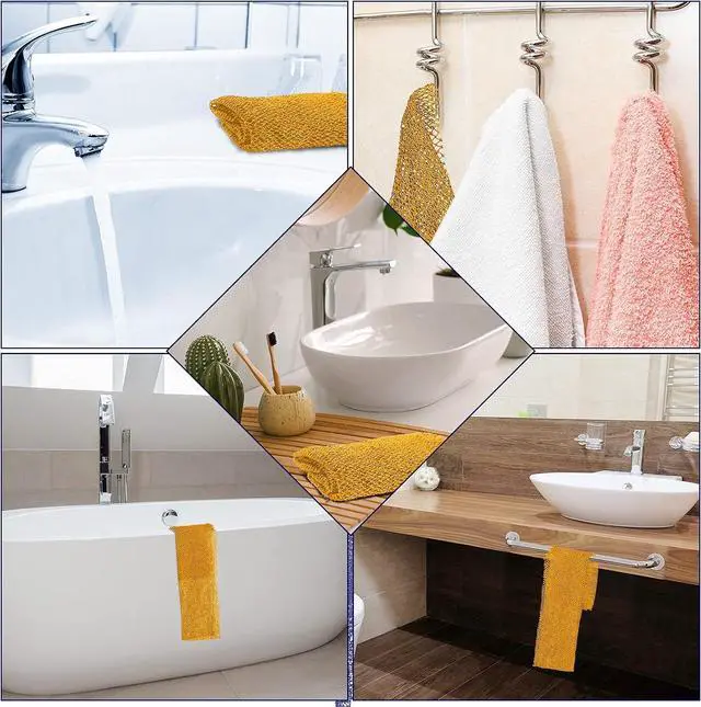 Alt view image 7 of 7 - Geiserailie African Net Sponge Long Shower Body Scrubber, Yellow