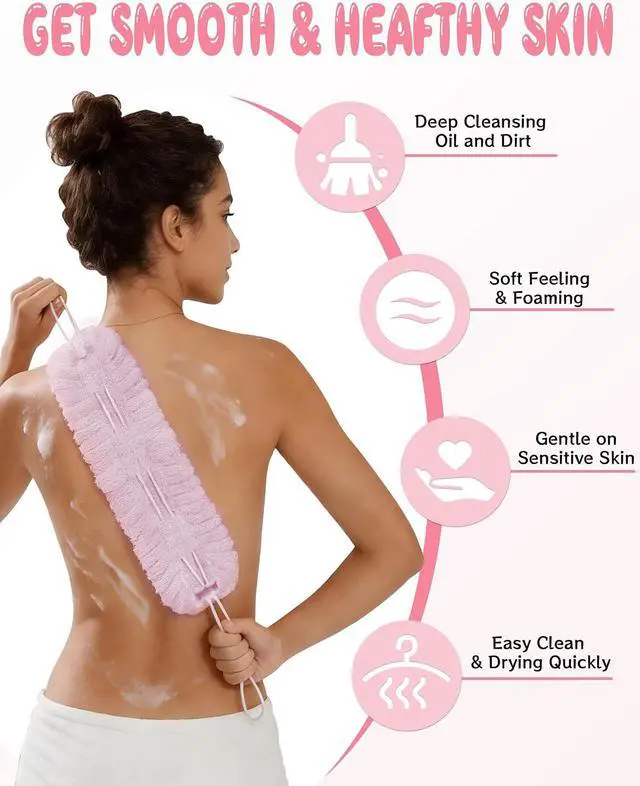 Alt view image 2 of 7 - African Net Sponge for Shower, 2PCS Adjustable Exfoliating Washcloth Towel, Body Scrubber Exfoliator for Men & Women, Back Loofah Sponge for Deep Cleaning, Back Washer Wash Sponge for Men Women