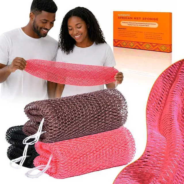 Main image of 3 Pcs African Net Sponge Authentic Exfoliating Washcloth Body Back Scrubber