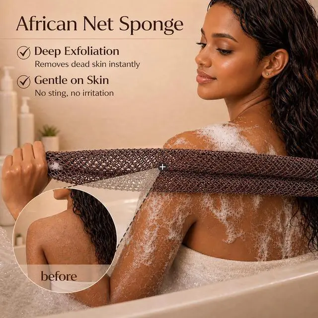 Alt view image 4 of 7 - 3 Pcs African Net Sponge Authentic Exfoliating Washcloth Body Back Scrubber