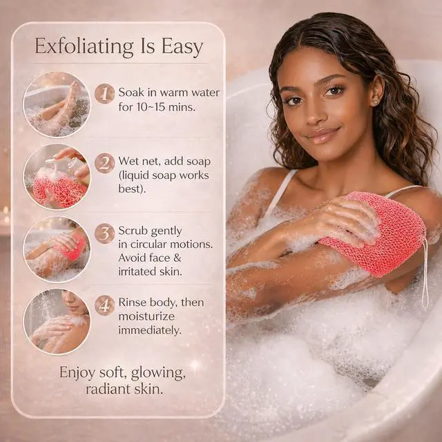 Alt view image 7 of 7 - 3 Pcs African Net Sponge Authentic Exfoliating Washcloth Body Back Scrubber