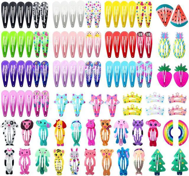 Main image of Hair Clips for Girls, Funtopia 100Pcs Snap Barrettes for Kids Teens Women