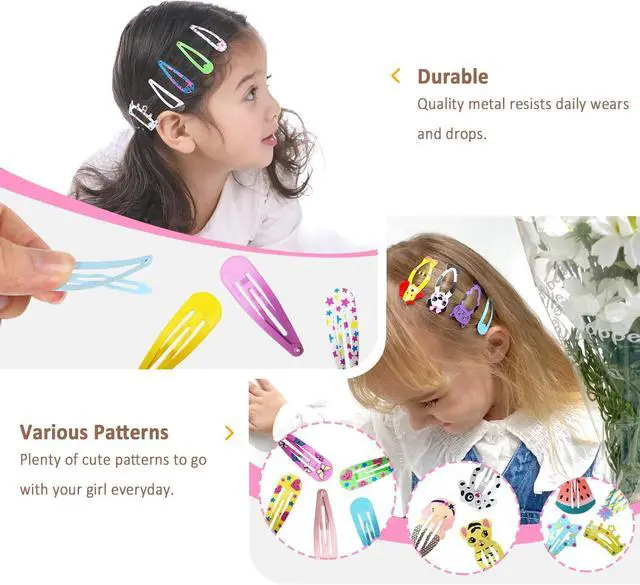 Alt view image 2 of 7 - Hair Clips for Girls, Funtopia 100Pcs Snap Barrettes for Kids Teens Women