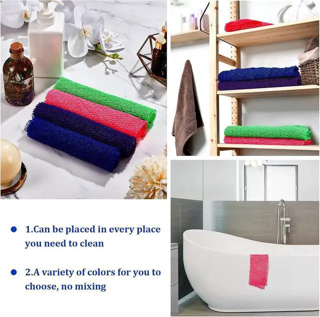 Alt view image 4 of 7 - BOAO 4 Pcs African Net Sponge Authentic Long African Net Bath Sponge Exfoliating Bath & Shower Loofah Back Scrubber Washcloth for Body & Face Skin Cleansing Men Women Daily Use