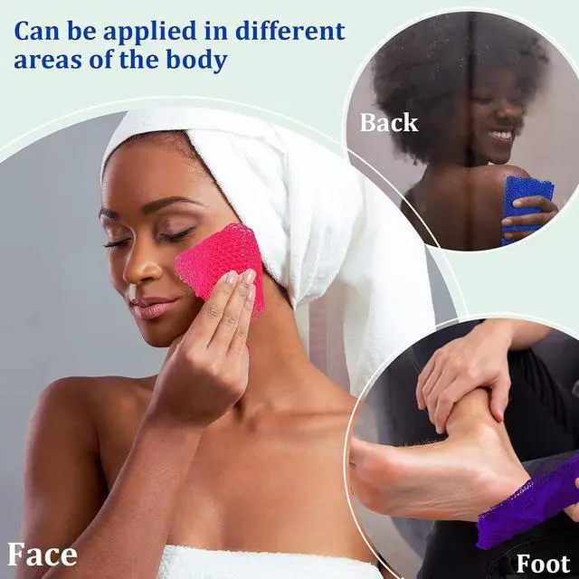 Alt view image 5 of 7 - BOAO 4 Pcs African Net Sponge Authentic Long African Net Bath Sponge Exfoliating Bath & Shower Loofah Back Scrubber Washcloth for Body & Face Skin Cleansing Men Women Daily Use