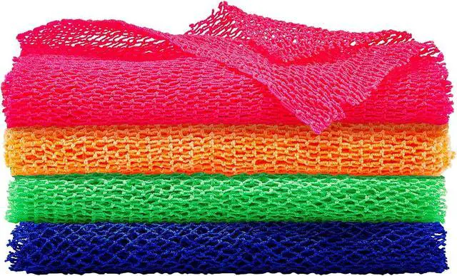 Alt view image 7 of 7 - BOAO 4 Pcs African Net Sponge Authentic Long African Net Bath Sponge Exfoliating Bath & Shower Loofah Back Scrubber Washcloth for Body & Face Skin Cleansing Men Women Daily Use