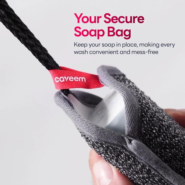 Alt view image 4 of 7 - CAVEEM Soap Saver Bag, Rough and Soft Exfoliation Soap Pouch for Bar Soap, Soap Mesh Pocket Bar Holder for Washing Body, Soap Sack Sponge Bag for Shower Bath (2 Pack)