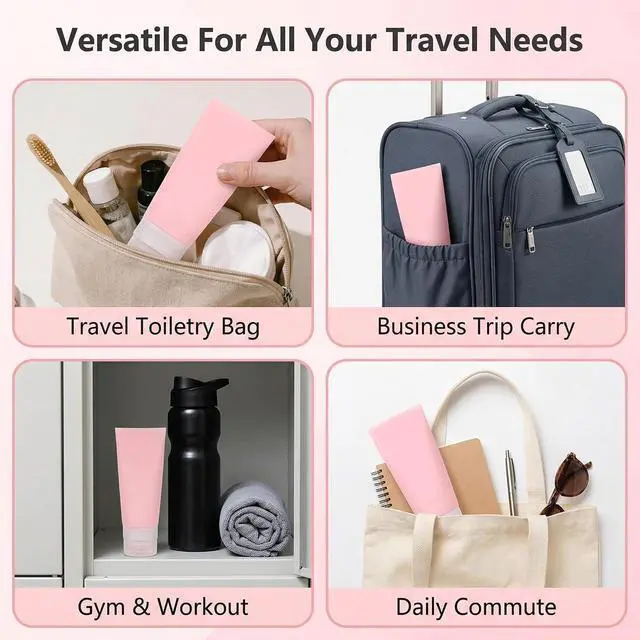 Alt view image 5 of 7 - 3PCS Empty Refillable Pink Soft Silicon Squeeze Tube Portable Travel Bottle Cosmetic Containers Storage Holder For Cream Lotion Facial Cleaner Shampoo Shower Gel Toiletries