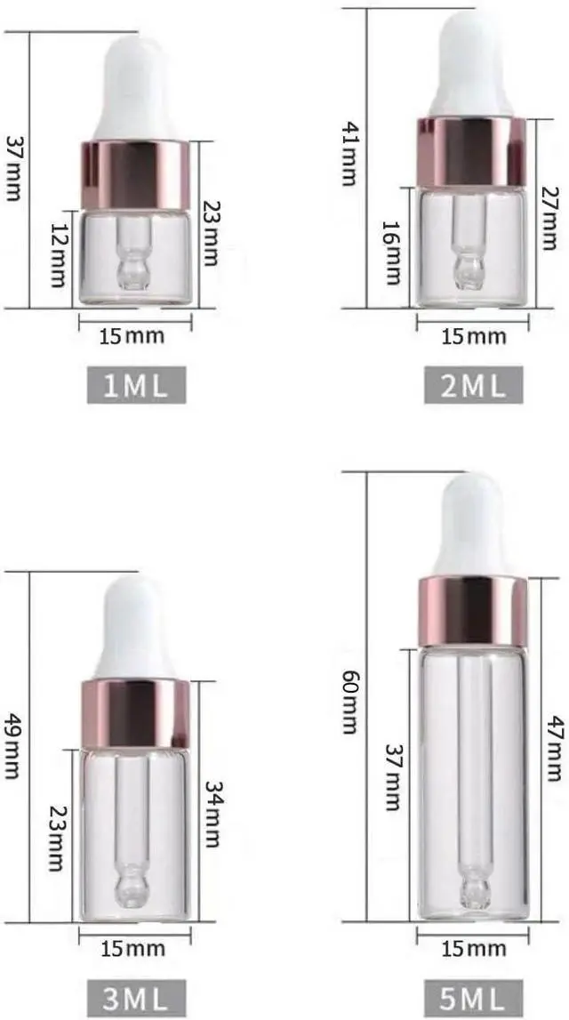 Alt view image 5 of 7 - Eye Dropper Bottle Rose for Essential Oils, 4pcs of 1-5ml Glass with Eye Droppers, Leak Proof Travel