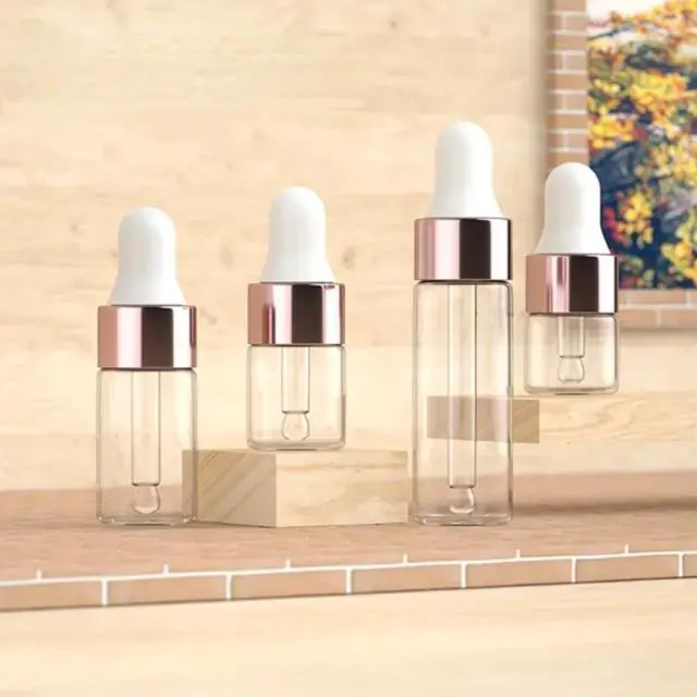 Alt view image 7 of 7 - Eye Dropper Bottle Rose for Essential Oils, 4pcs of 1-5ml Glass with Eye Droppers, Leak Proof Travel
