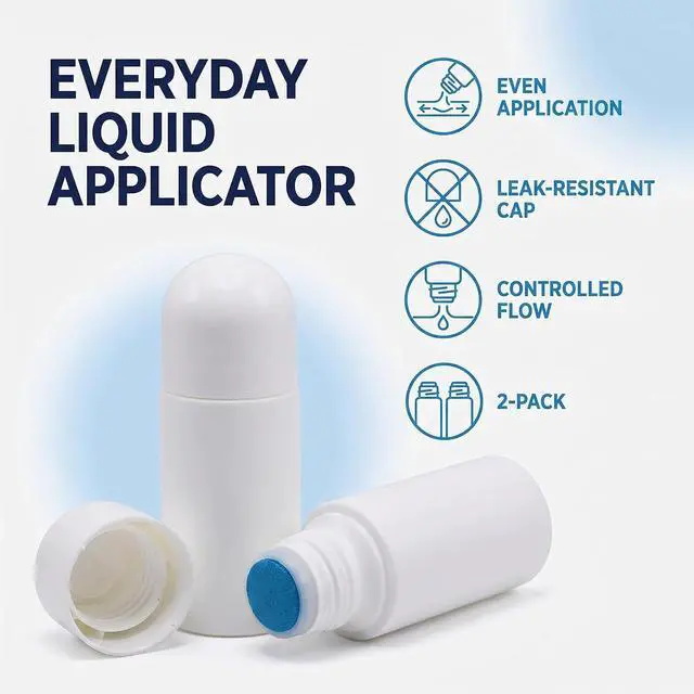 Alt view image 9 of 9 - 4Pcs White 50 ml Sponge Head Plastic Liquid Applicator Bottles with Sponge Refillable Deodorant Bottles for Cosmetic Essential Oil Pump Dispensers Refillable Containers, Pump Dispensers