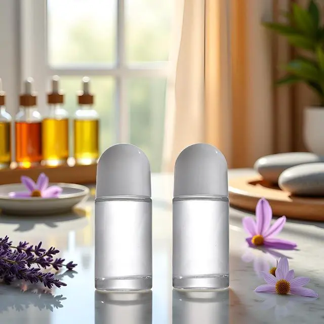 Alt view image 8 of 8 - 2Pcs White 50ML Glass Empty Roller Bottles with Plastic Roller Ball, Deodorant Roll On Containers Leak Proof Massage Ball Bottles with Cap for Essential Oil Perfume Cosmetics