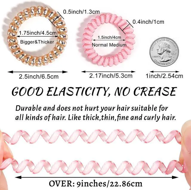 Alt view image 2 of 7 - 32Pcs Spiral Hair Ties, No Crease Coil Phone Cord Ties