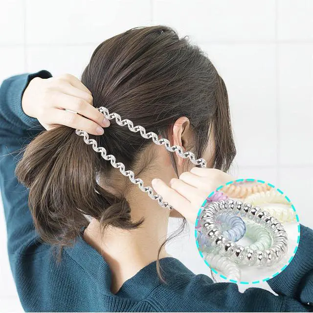 Alt view image 3 of 7 - 32Pcs Spiral Hair Ties, No Crease Coil Phone Cord Ties