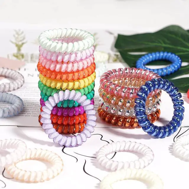 Alt view image 4 of 7 - 32Pcs Spiral Hair Ties, No Crease Coil Phone Cord Ties