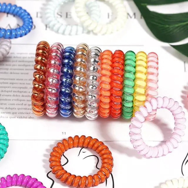 Alt view image 5 of 7 - 32Pcs Spiral Hair Ties, No Crease Coil Phone Cord Ties