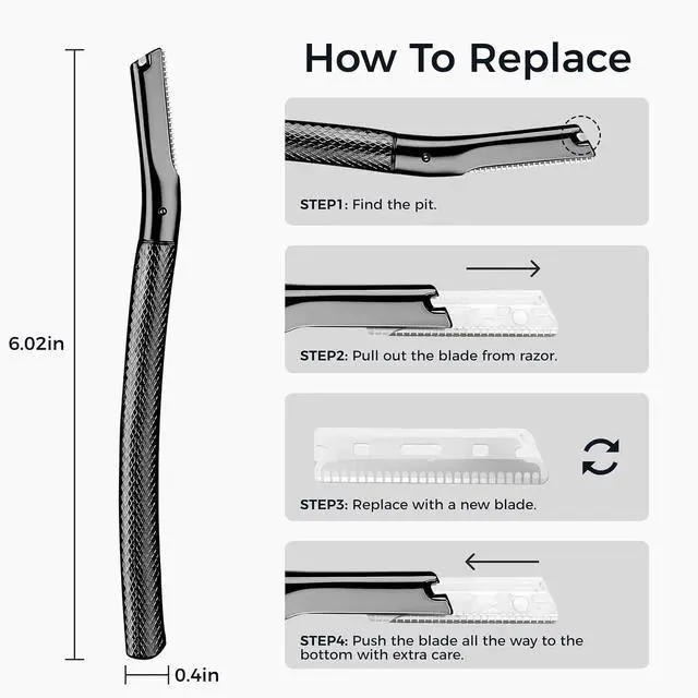 Alt view image 4 of 7 - ZOMCHI Eyebrow Razor for Women & Men, Precision Cover, Black