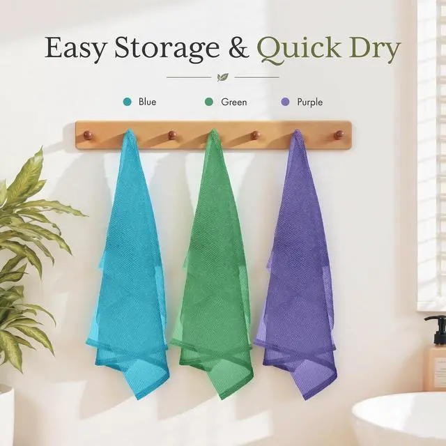 Alt view image 6 of 7 - Bathway Exfoliating Washcloth Towel- Japanese Shower Back Scrubber, 3 Pack