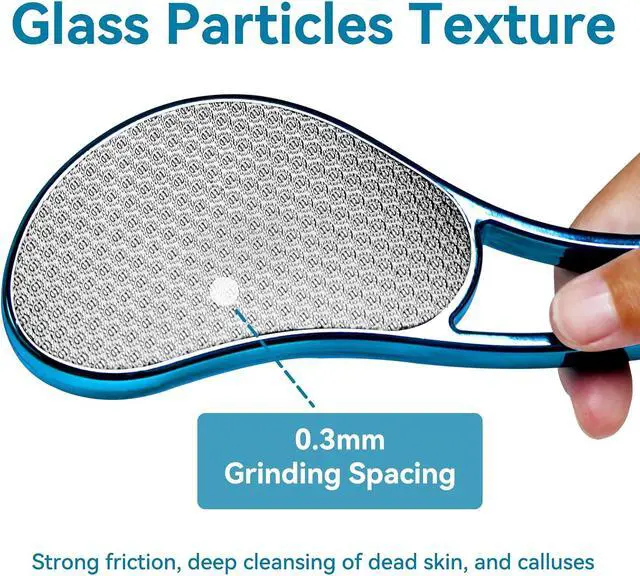 Alt view image 3 of 7 - Glass Foot File, Crystal Glass Callus Remover Foot Scrubber and Heel Scraper for Men, Women, Dead Skin Removal Pedicure Tool, Blue