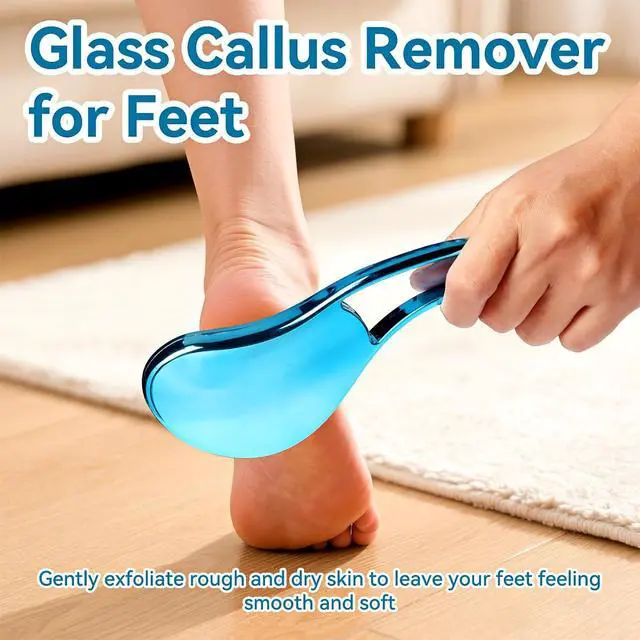 Alt view image 2 of 7 - Glass Foot File, Crystal Glass Callus Remover Foot Scrubber and Heel Scraper for Men, Women, Dead Skin Removal Pedicure Tool, Blue