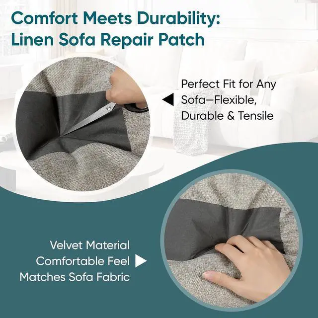 Alt view image 3 of 7 - Velvet Repair Tape,4x71 Inch Self-Adhesive Grey Couch Patch Repair Fabric Patch for Furniture,Sofas,Cushion,Chairs,Suede Goods.