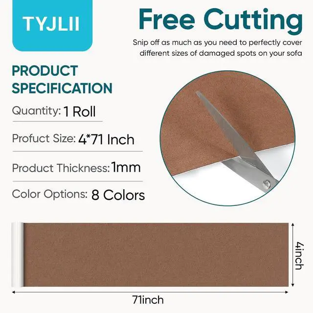 Alt view image 5 of 7 - Velvet Repair Tape,4x71 Inch Self-Adhesive Grey Couch Patch Repair Fabric Patch for Furniture,Sofas,Cushion,Chairs,Suede Goods.