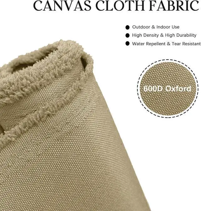 Alt view image 2 of 7 - Waterproof Canvas Cloth Fabric by The Yard 60" W 600D Oxford Polyester Upholster Fabric Water Resistant Material for Outdoor Furniture Chair Cushion Cover DIY Sewing (1 Yard, Khaki)