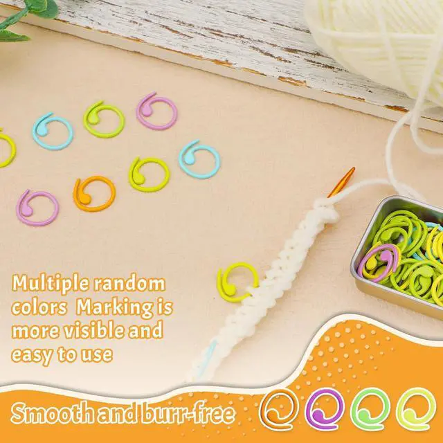 Alt view image 3 of 7 - Jmuiiu Metal Stitch Markers, 50Pcs Spiral Metal Crochet Stitch Markers | Colorful Crochet Markers, Stitch Marker Ring for Knitting Crocheting Clothing Tag DIY Craft Project with Storage Box