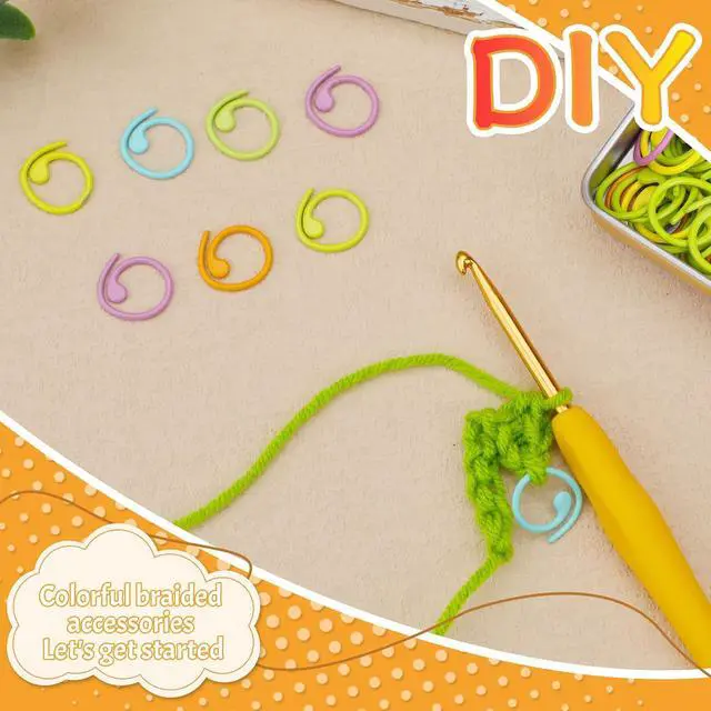 Alt view image 6 of 7 - Jmuiiu Metal Stitch Markers, 50Pcs Spiral Metal Crochet Stitch Markers | Colorful Crochet Markers, Stitch Marker Ring for Knitting Crocheting Clothing Tag DIY Craft Project with Storage Box