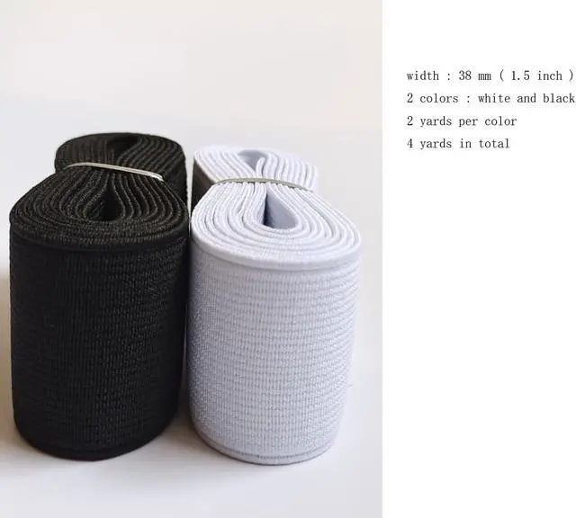 Alt view image 2 of 7 - Elastic Bands 1.5 Inch Heavy Stretch Elastic Strap 4 Yards Black white for Sewing Pants Waistband Crafts(Mixed Color 3, 133832)