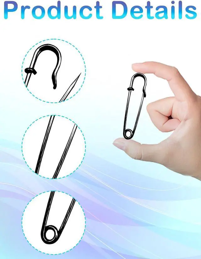 Alt view image 3 of 6 - Large Safety Pins,15Pcs 63mm/2.5" Large Safety Pins Heavy Duty Metal Big Safety Pin for Clothes Extra Giant Safety Pin for Fixed Blankets,Shawl,Skirts Black Clothes Pins for Thick Fabric,Leather
