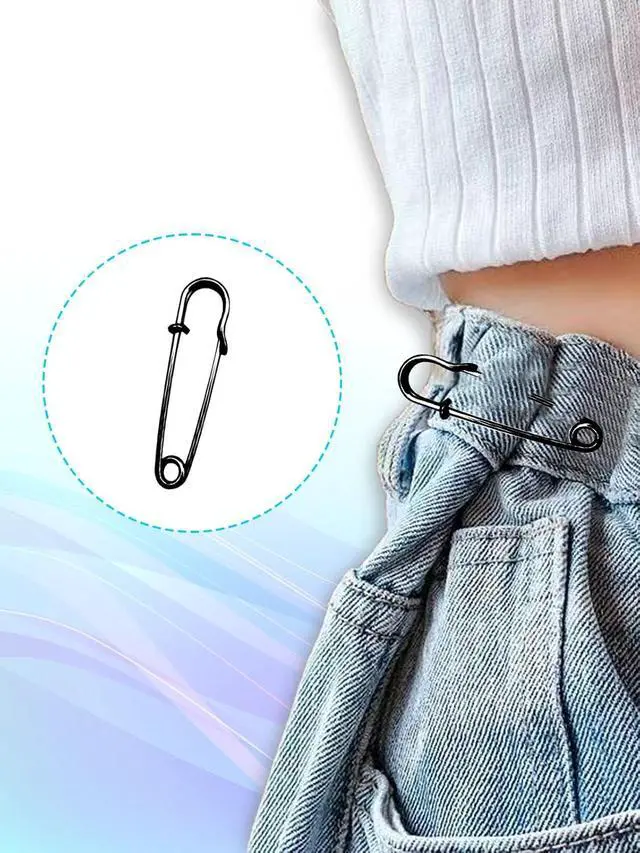 Alt view image 4 of 6 - Large Safety Pins,15Pcs 63mm/2.5" Large Safety Pins Heavy Duty Metal Big Safety Pin for Clothes Extra Giant Safety Pin for Fixed Blankets,Shawl,Skirts Black Clothes Pins for Thick Fabric,Leather