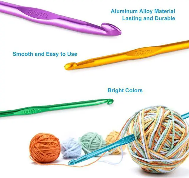 Alt view image 3 of 7 - Vodiye 14 Sizes Crochet Hooks Set 2.010.0mm, Colorful Metal Crochet Needles, Ergonomic for Comfortable Crocheting