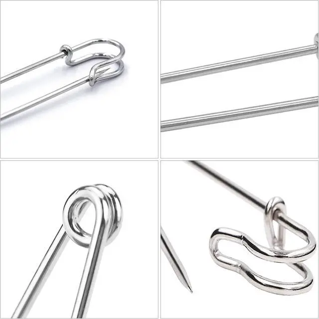 Alt view image 5 of 7 - WISYOK 48Pcs Large Safety Pins, Assorted Sizes, Heavy Duty | Stainless Steel, Strong & Bulk, Ideal for Clothes, Blankets, Crafts, Kilts, Sewing, DIY