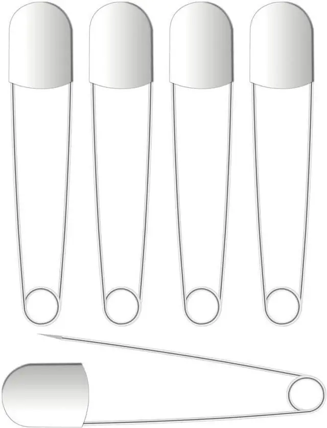 Main image of 5 Inch Large Safety Pins,5 Pcs Extra Large Safety Pins Heavy Duty Stainless Steel Strong Jumbo Safety Pin for Blankets,Laundry,Crafts Decorations,Key Rings,Outdoor(Silvery)