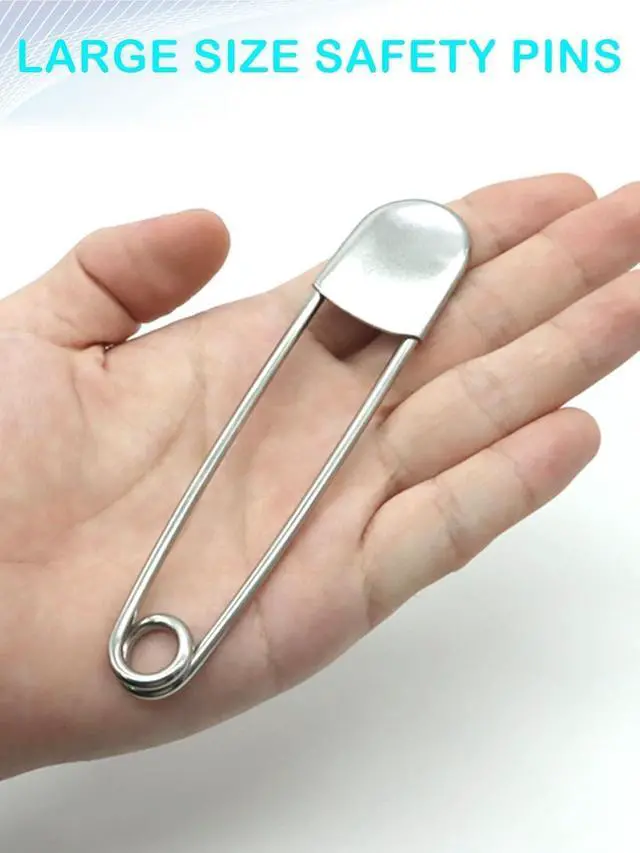 Alt view image 5 of 7 - 5 Inch Large Safety Pins,5 Pcs Extra Large Safety Pins Heavy Duty Stainless Steel Strong Jumbo Safety Pin for Blankets,Laundry,Crafts Decorations,Key Rings,Outdoor(Silvery)
