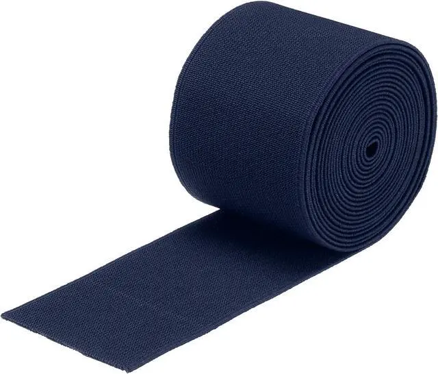 Main image of MECCANIXITY Elastic Bands for Sewing Double Side 5cm(2") 2.75 Yard/8ft Navy Blue Elastic Band Knit High Elasticity for Wigs, Waistband, Pants