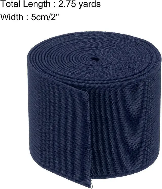 Alt view image 2 of 6 - MECCANIXITY Elastic Bands for Sewing Double Side 5cm(2") 2.75 Yard/8ft Navy Blue Elastic Band Knit High Elasticity for Wigs, Waistband, Pants