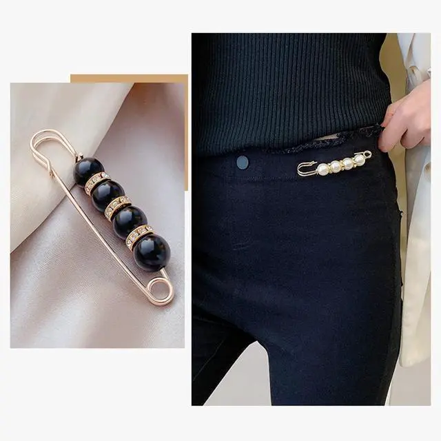 Alt view image 5 of 7 - Fancy Rhinestones Pearls Safety Pin Brooch, Pearl Brooch Pins, Sweater Shawl Crystal Clip, for Women Girls Clothing Accessories