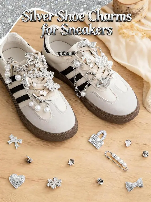 Alt view image 2 of 6 - RQAYE 80pcs Junk Socks Charms Kit, Gold Brooches and Pins for Women,Pearl and Rhinestone Shoe Charms with Safety Pins for Hat Clothes Bags