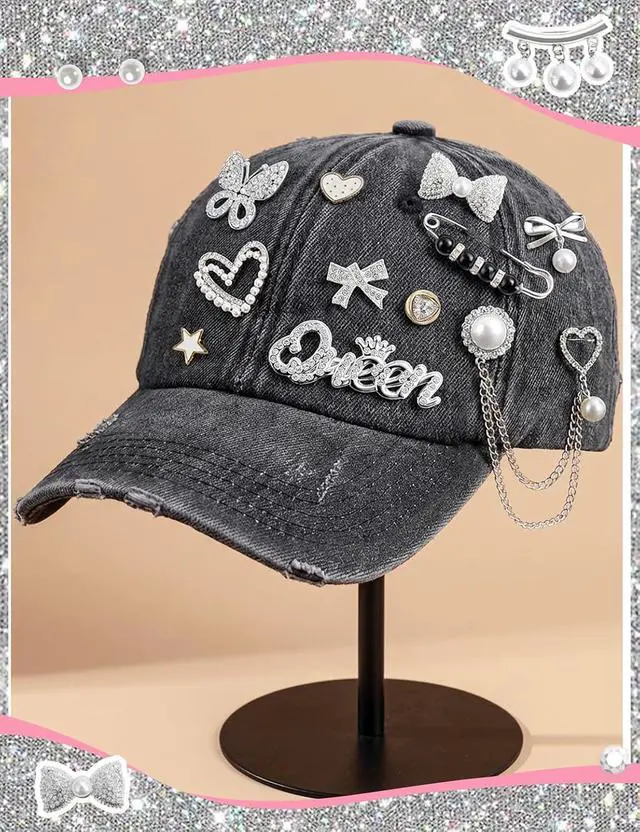 Alt view image 6 of 6 - RQAYE 80pcs Junk Socks Charms Kit, Gold Brooches and Pins for Women,Pearl and Rhinestone Shoe Charms with Safety Pins for Hat Clothes Bags