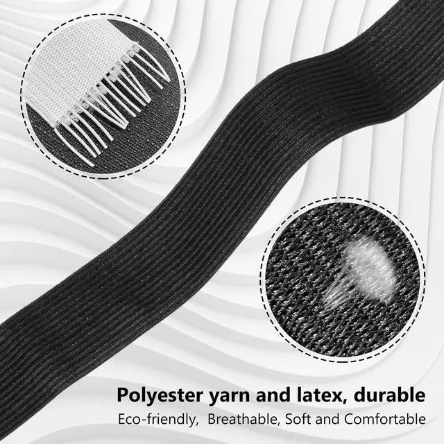 Alt view image 7 of 7 - Elastic Band for Sewing, 1.5 Inch Elastic for Sewing Elastic Straps Wig Band Edge Band Knit Spool Sewing Band for Waistbands Pants Clothes & Lace Front Wigs((10 Yard Black, 10 Yard White)
