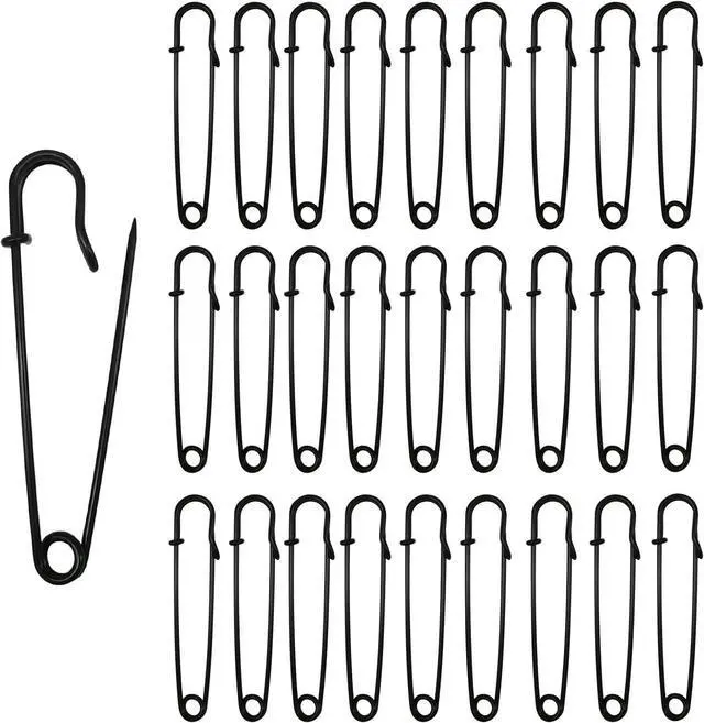 Main image of Safety Pins (Upgraded), 2" Large Safety Pin 50 PCS for Clothes Leather Canvas Blankets Crafts Skirts Kilts, Large Safety Pin Heavy Duty Safety Pins (Black)