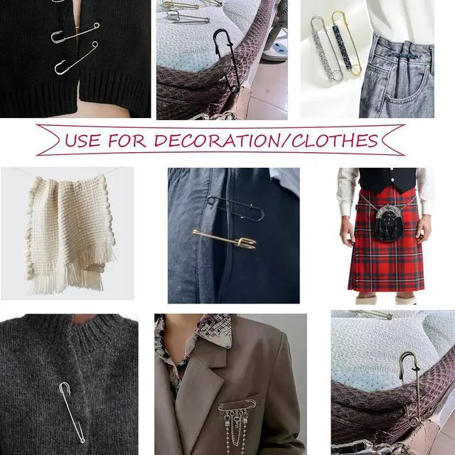 Alt view image 5 of 5 - Safety Pins (Upgraded), 2" Large Safety Pin 50 PCS for Clothes Leather Canvas Blankets Crafts Skirts Kilts, Large Safety Pin Heavy Duty Safety Pins (Black)