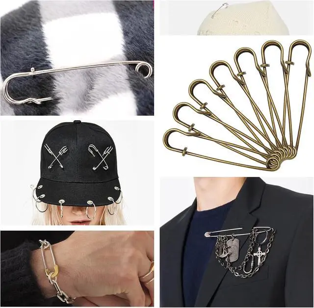 Alt view image 7 of 7 - 60pcs 3 Inch Large Safety Pins, Blanket Pins | Black, Silver, Bronze, Heavy Duty, For Clothes, Leather, Canvas, Shawls, Skirts, Kilts