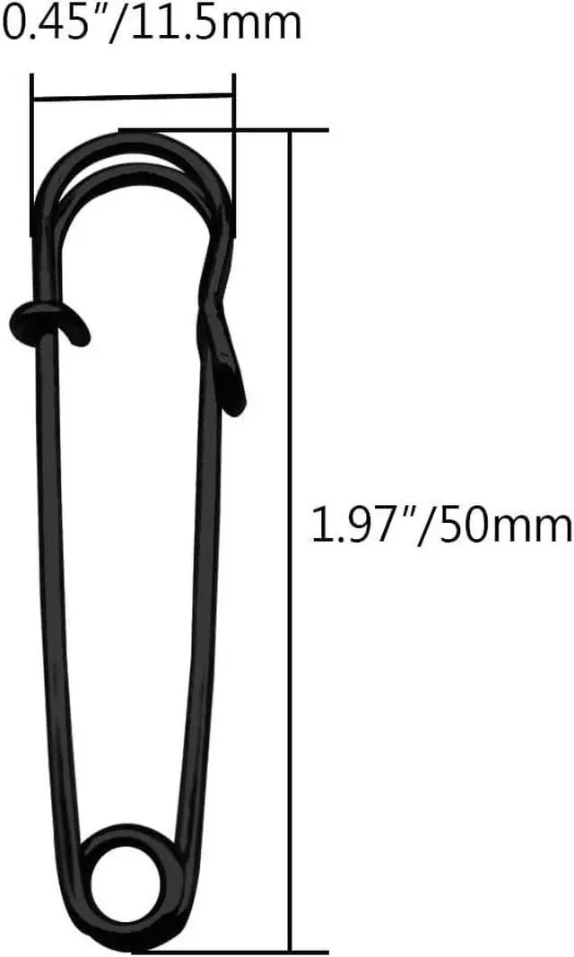 Alt view image 2 of 5 - Safety Pins Brooches 2 inch/50mm Heavy Duty Blanket Pins for Blankets, Crafts, Kilts, Skirts, Sweaters, Shawls - 30 Pack (2 Inch/50mm, Black)