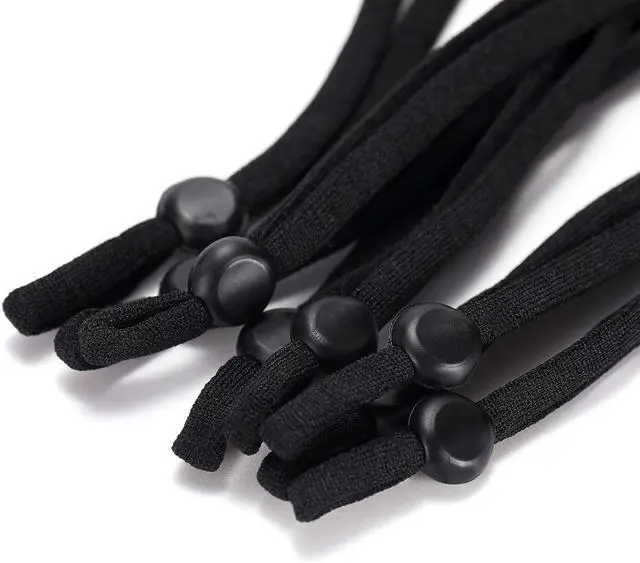 Alt view image 2 of 7 - Hollosport 80PCS Extra Long Adjustable Elastic String for Face Masks 1/4 x 6 Inch, Soft Black Elastic Cord Ear Loops Straps Bands Ropes with Buckle Adjuster Lock for Craft Sewing